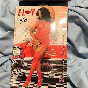 Red Bodystocking with Rhinestones